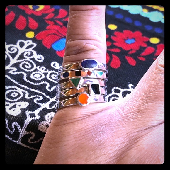 QVC Jewelry - Stack ring set, 925 & opaque stones